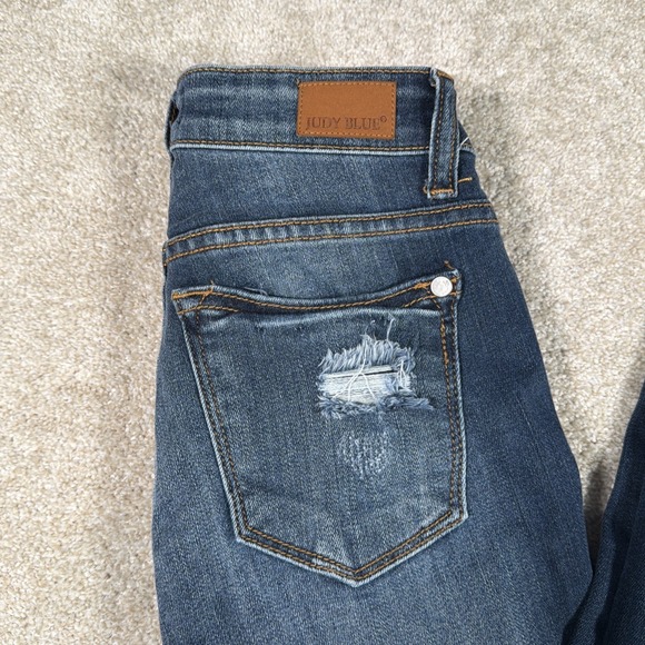 Judy Blue Straight Fit Blue Jeans Womens 1/25 (FITS 25 X 31) Stretch Distressed - Picture 4 of 12